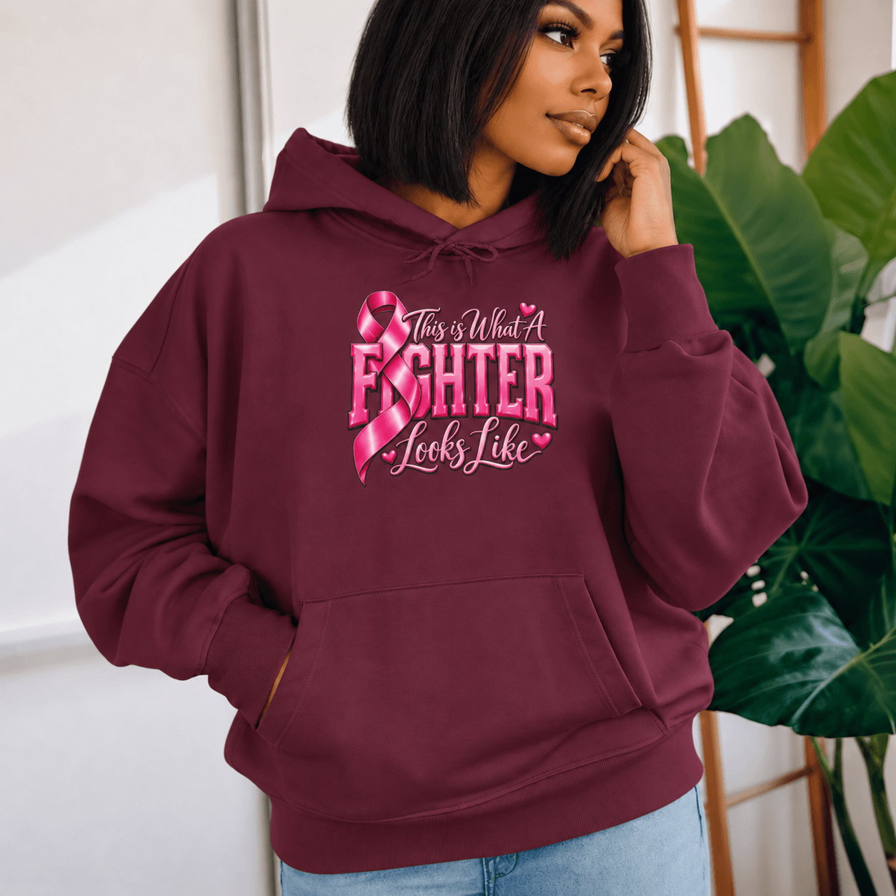 Breast Cancer Fighter ribbon hoodie