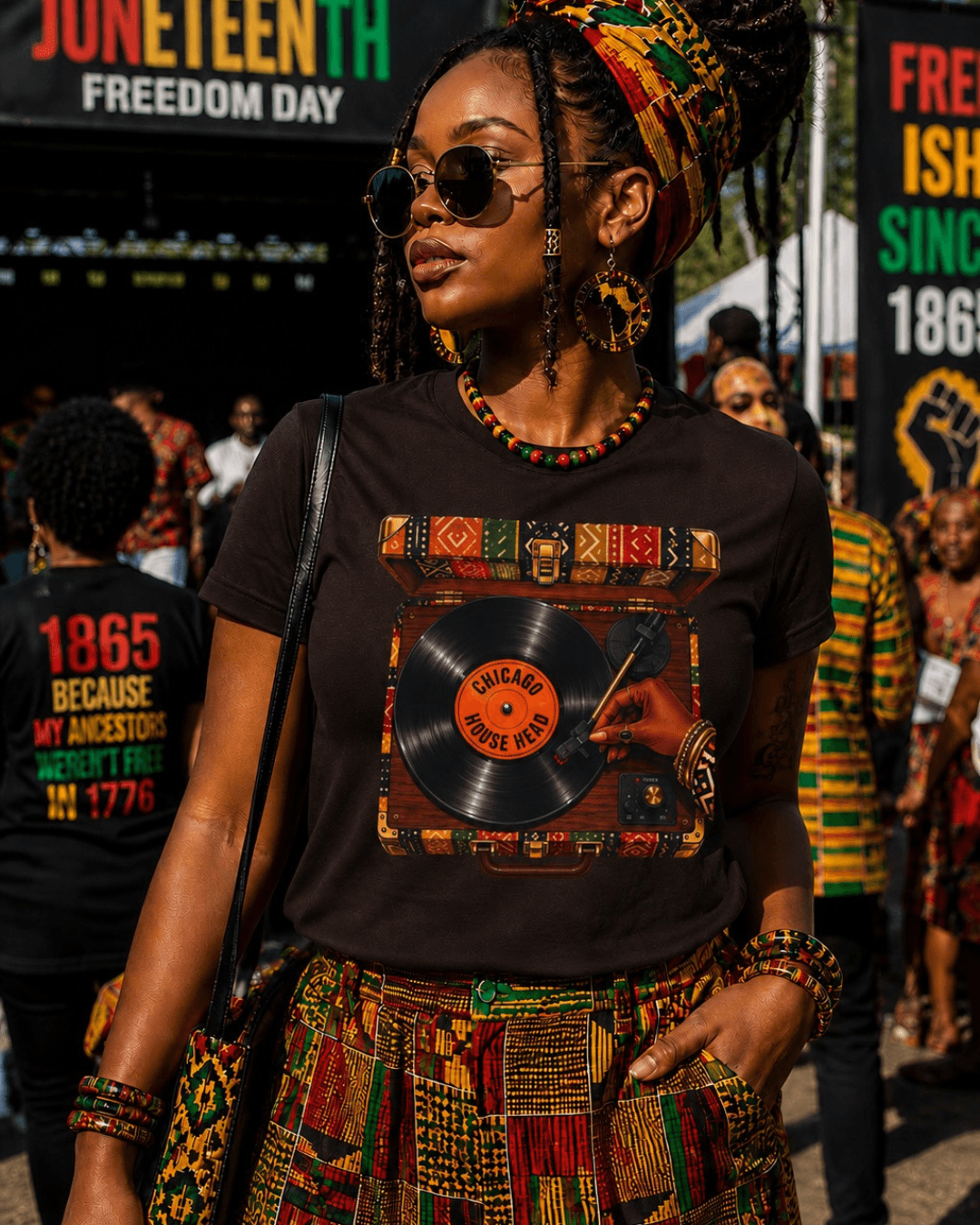 Afrocentric Turntable House Head T-Shirt