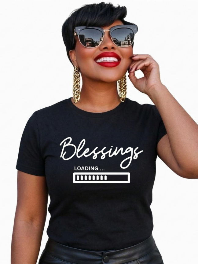 Blessings Loading Shirt - Faith Graphic Tee for Women