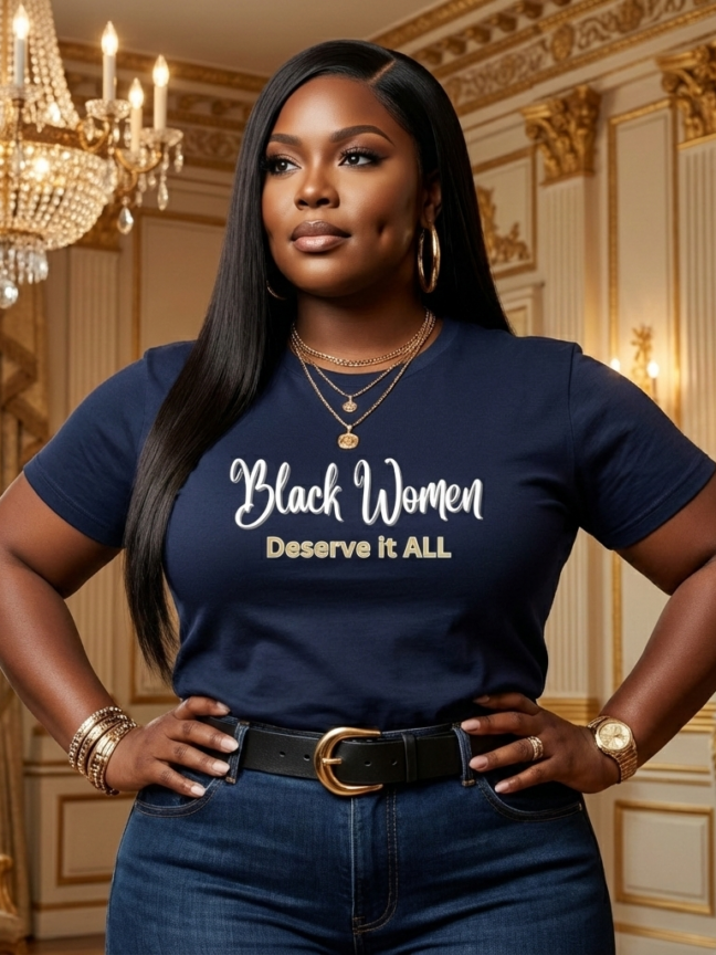 Black Women Deserve It All Tee | Feminist Statement Shirt