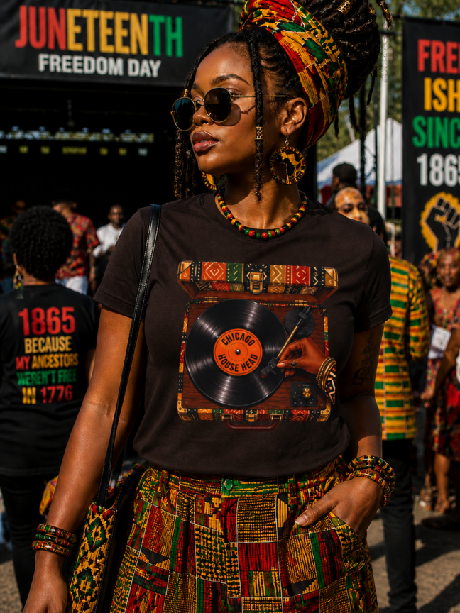 Afrocentric Turntable House Head T-Shirt