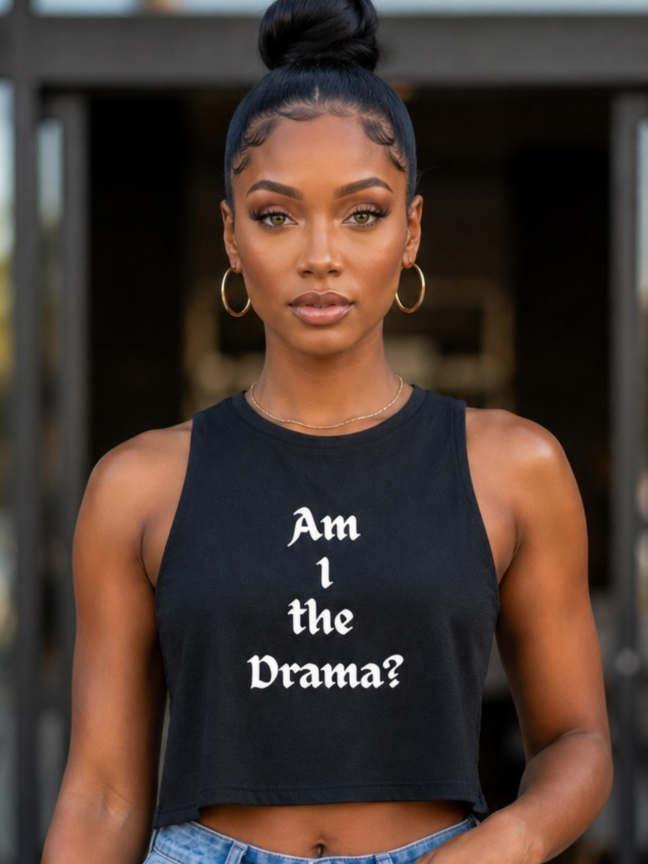 Am I the Drama? Gothic Script Crop Top | Women's Crop Top
