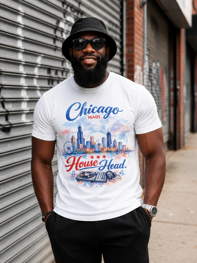 Chicago Made House Head T-Shirt -Chicago Skyline Shirt